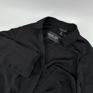Rachel Zoe Small Black‎ Long Sleeve Cropped Top Collared Blouse Side Zip NWT
